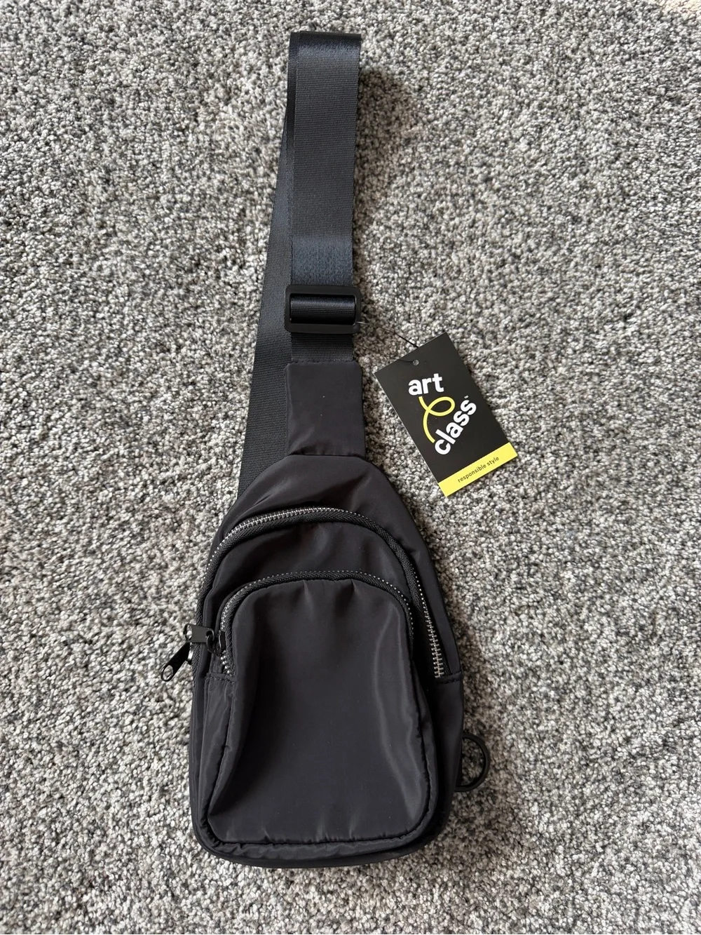 art class Black Nylon Sling Bag with Adjustable Strap- Kids